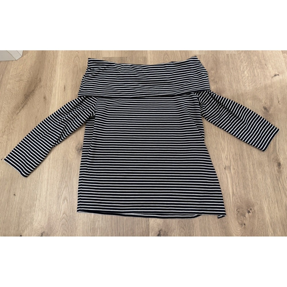 Ralph Lauren Black & White Striped off-shoulder Top Large Preppy Summer